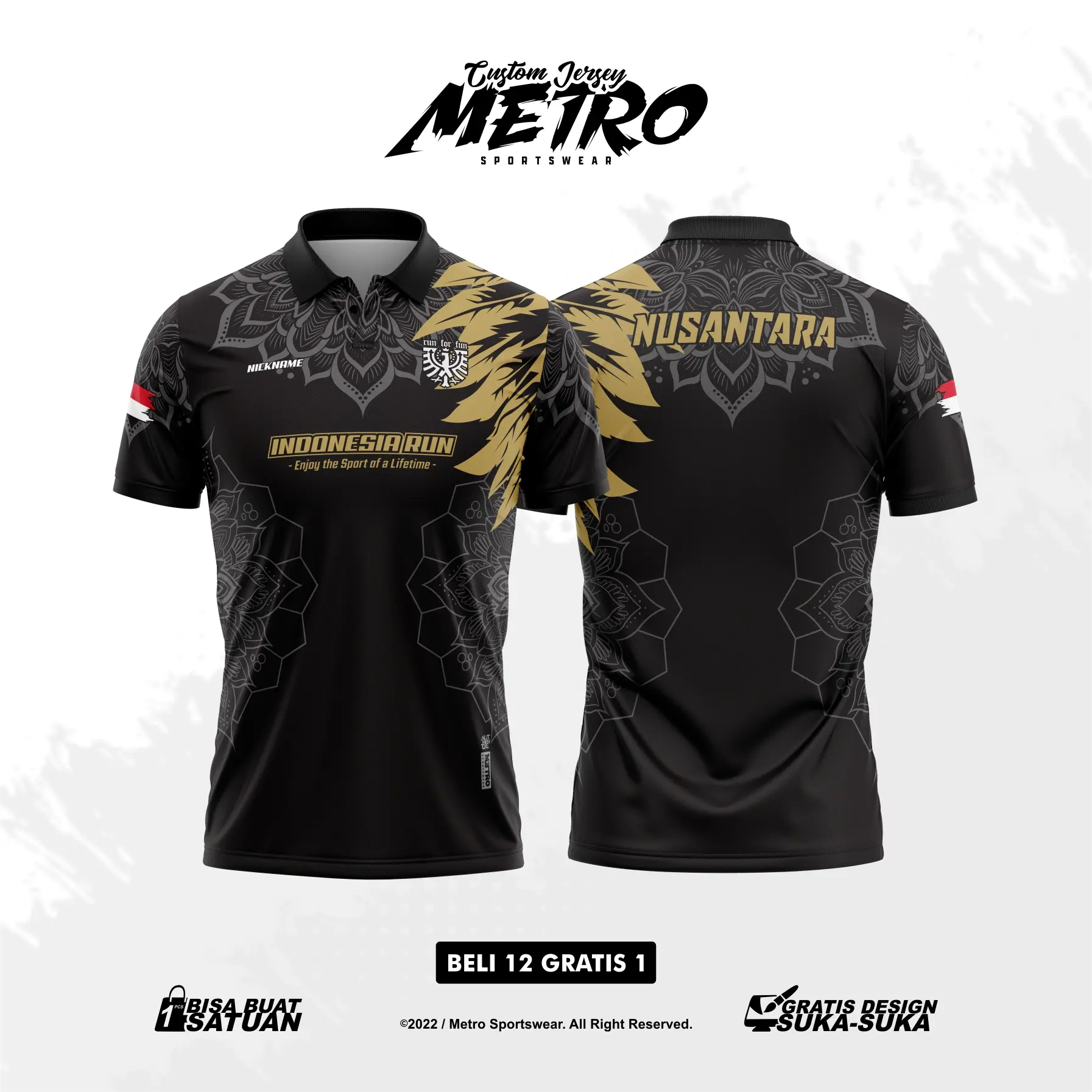 Jersey Running Nusantara Free Custom Design Full Printing