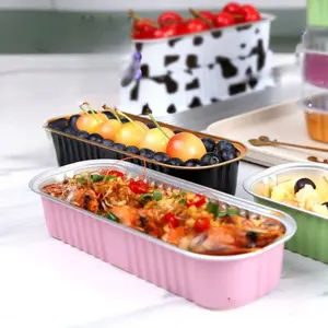 10 Pcs Tray Aluminium Foil Persegi Panjang + Tutupan Mika 200ml / Mika Dessert masuk oven / Mika Aluminium Foil Masuk Oven AJ01