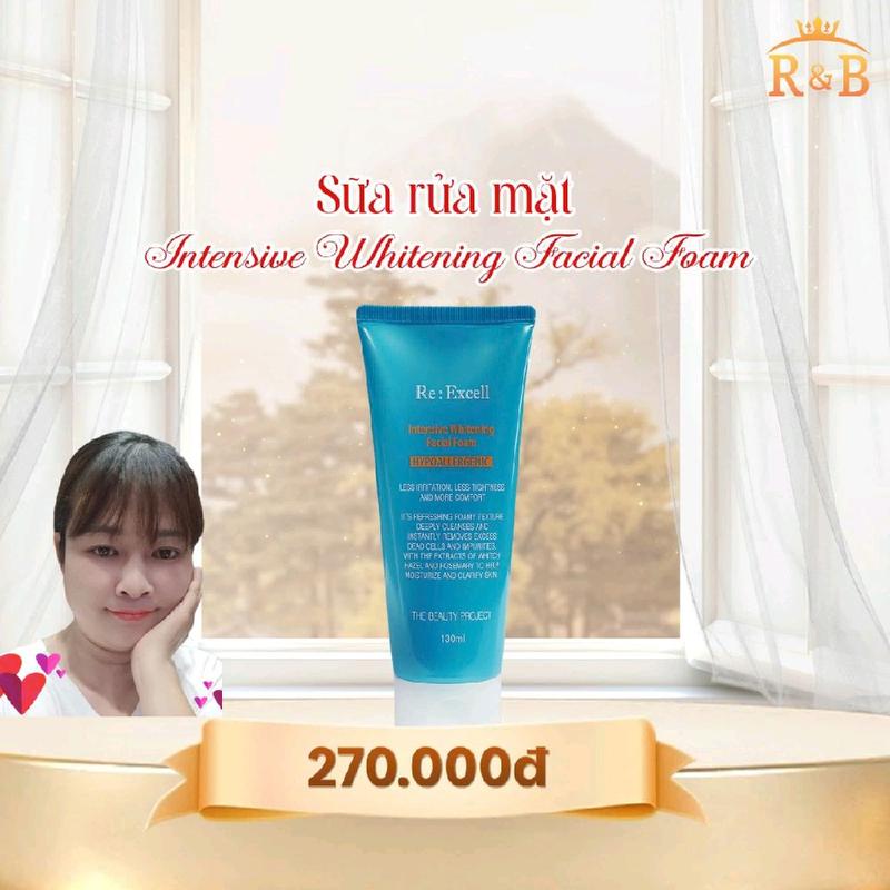   Re:excell  Sữa Rửa Mặt hàn quốc Trà xanh Itensive Whitening Facial Foam R&B beauty nhạy cảm  trắng Sáng dành cho Da dầu giảm mờ thâm mụn khô 130ml Skincare Gel Collagen thủy p.h.â.n sua ruam at dưỡng ẩm ceramide kiểm soát dầu srm 