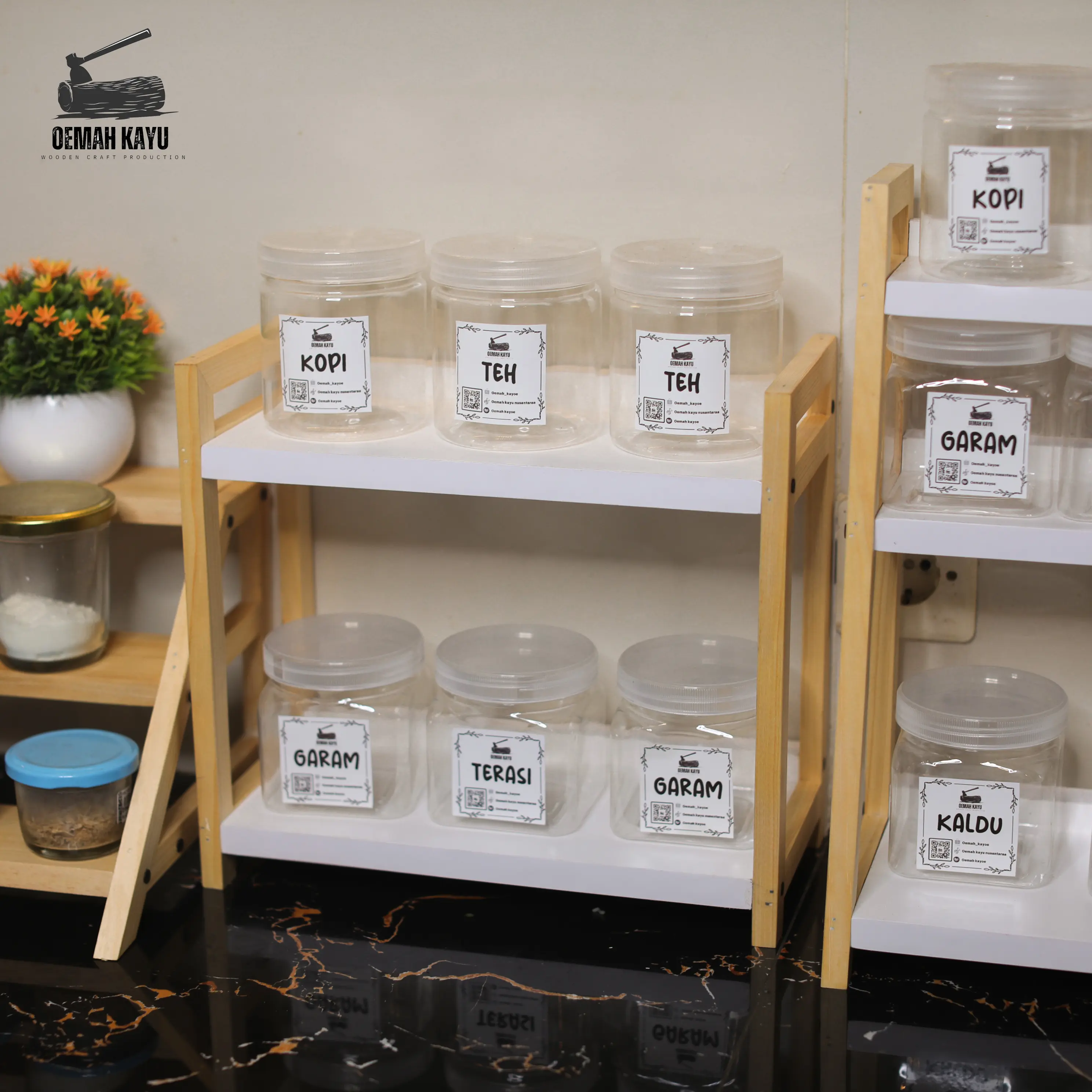 Kitcenware Rak Bumbu 2 susun Rak toples Rak botol Rak bumbu dapur premium
