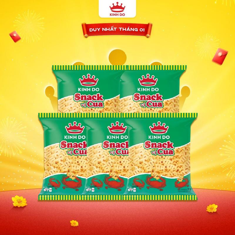  Combo 5 Gói Bánh Snack Kinh Đô Vị Cua Gói 29G 