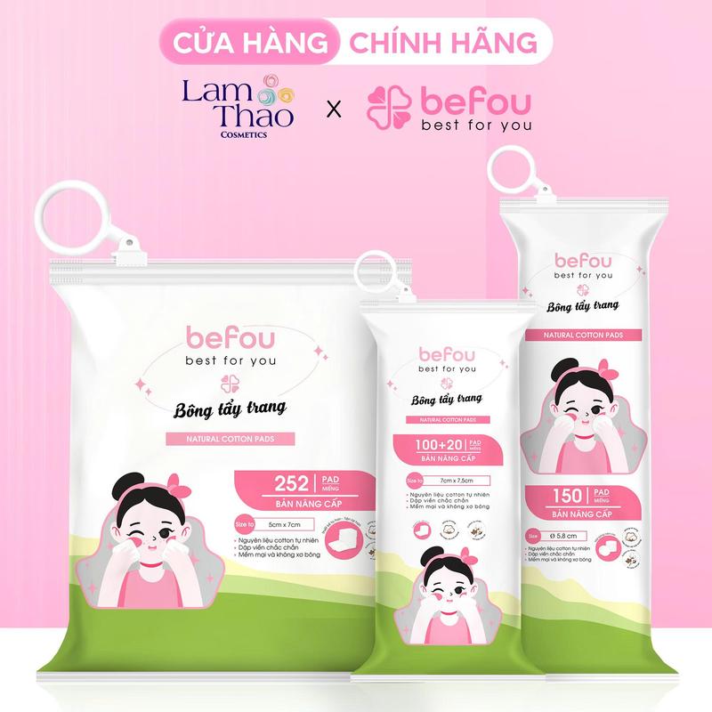 COMBO 3 BỊCH BÔNG (252+150+120 Miếng)] Bông Tẩy Trang Befou Cotton -Phiên Bản Mới