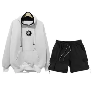 Hoodie Setelan Dan Celana Pendek Pria Wanita Distro Stelan Sweater Celana Cargo Bahan Fleece Brend Bandung Bahan Lembut Tebal Adem Warna Putih Keren Outfit Skena 1 Set Oversize Unisek Jumbo Terlaris Top No 1 Dibandung 2025 Polos Katun Hitam Unisex