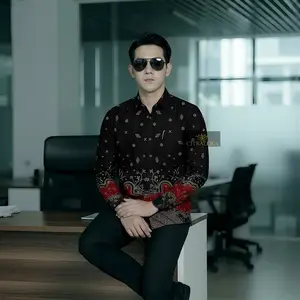 Citraloka Kemeja Batik Pria Lengan Panjang Slimfit Bahan Katun Premium Motif Elegan Kekinian Hitam Coklat Casual Formal Hem Cowok Baju Garis Kerja Kantor COD Tersedia Nyaman Seragam