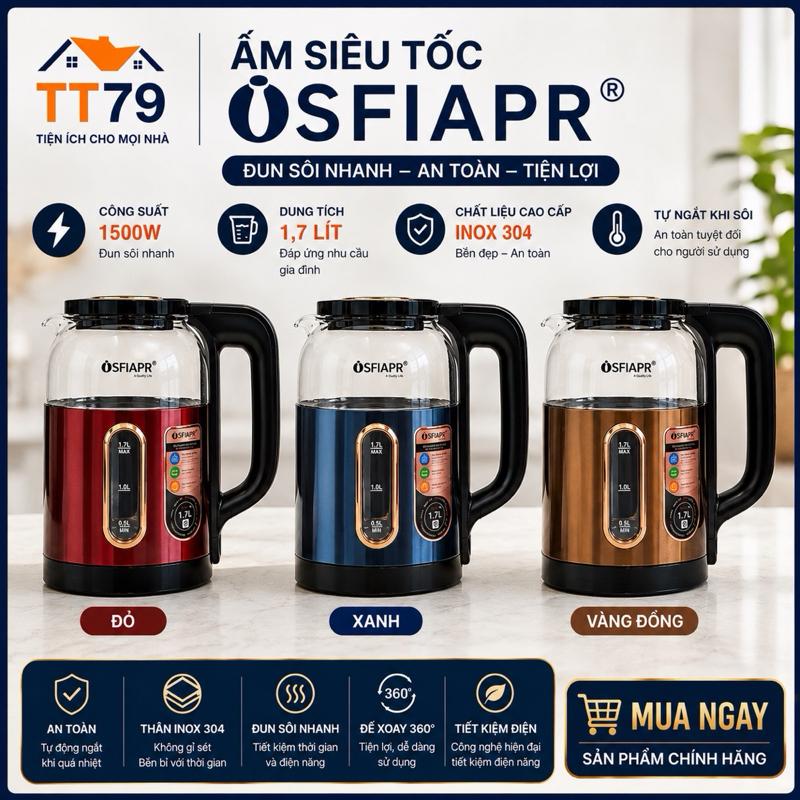 Ấm Siêu Tốc 2 lớp chống nóng thủy tinh ST130 Tự Ngăt Khi Sôi 2.5L 1800W, Ấm Đun…