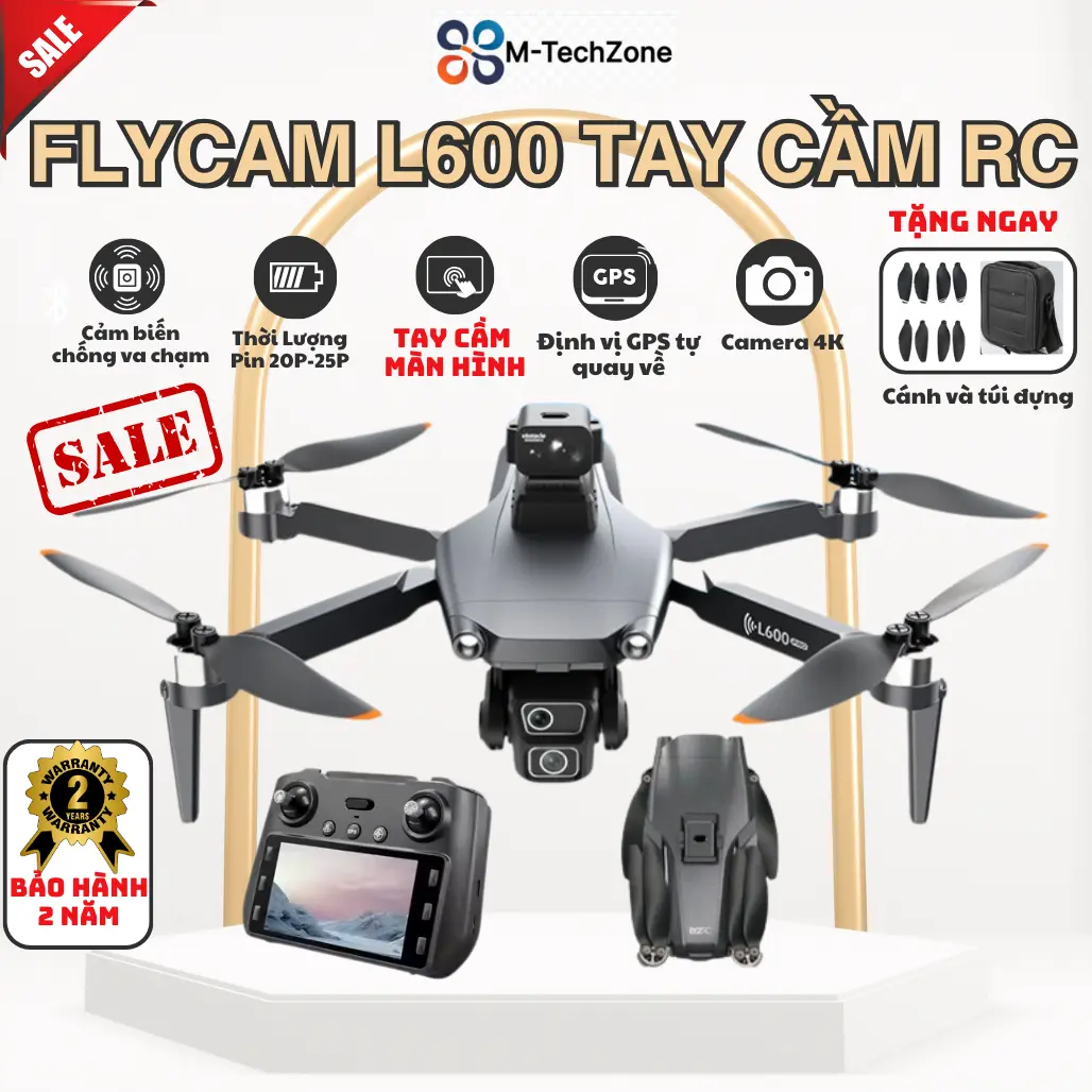 L600-1 Pro Có Tay Cầm RC Tay Cầm Có Màn Hình Drone Động Cơ Không Chổi Than, Camera Full HD 4K, Máy Bay Điều Khiển Từ Xa Có Định Vị GPS Thông Minh Tự Quay Về, Bay Xa Tới 1000m. Bảo Hành 1 Đổi 1 Trong 30 Ngày  pro max f22s2