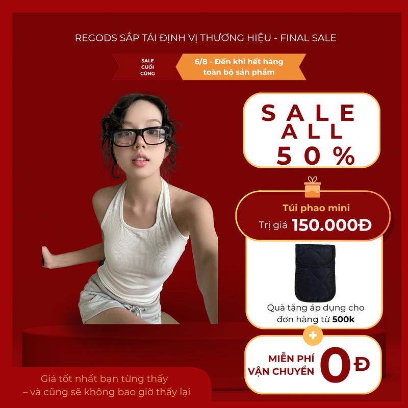 [ FINAL SALE ALL 50% ] Áo croptop dây choàng cổ kiểu yếm chất tencel  ôm - Regods Ure Top