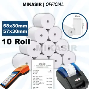 (READY) 10 Roll Kertas Thermal 57x30mm Coreless Struk Printer Kasir Edc Bluetooth 58mm Nota Faktur Termal