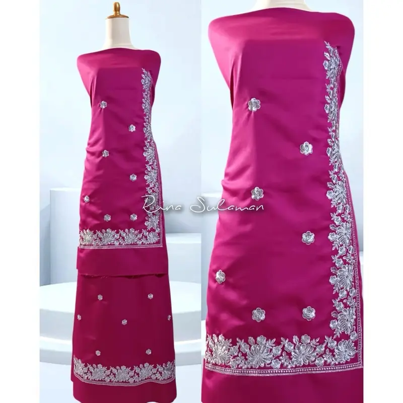 bahan baju kurung motif songket bunga samping 0