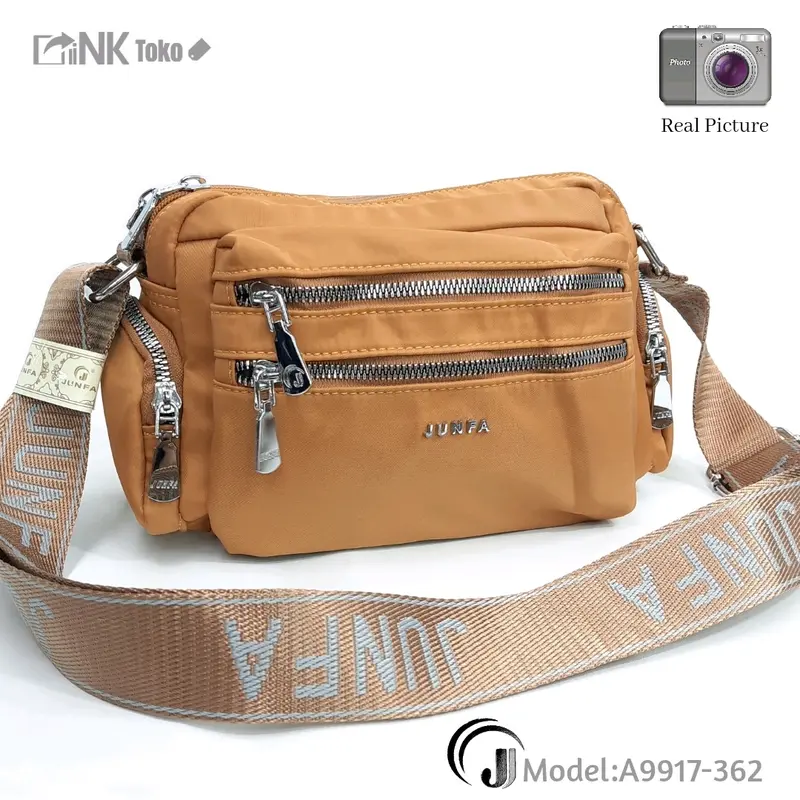 Tas Selempang Wanita Junfa A9917 Nilon Polos Super Anti Air Kualitas Terjamin 0