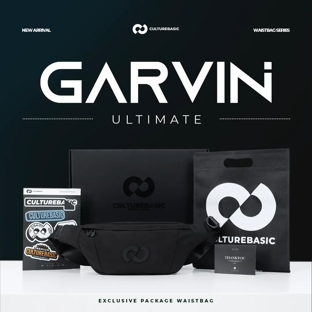 Culture Basic | Garvin Ultimate Waistbag | Tas Selempang Pria  Waterproof | Tas Pinggang Hitam Polos Multifungsi Cowok | Kado Pasangan