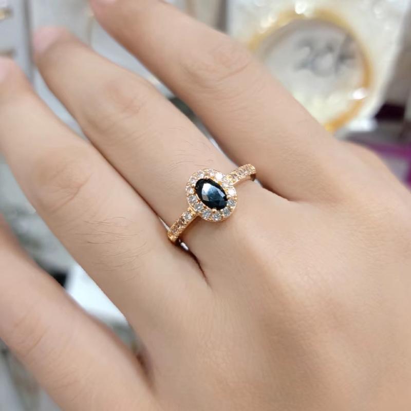 Cincin Wanita Model Mata Oval Warna Biru Hijau Elegan Aksesoris Perhiasan Rings Elegan Dewasa Hadiah 5