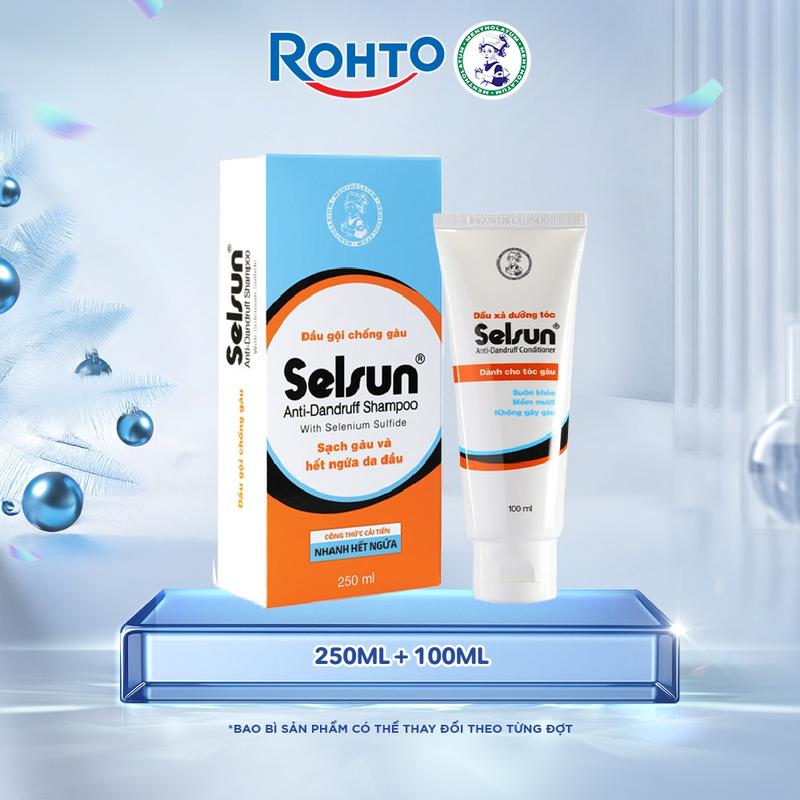  Combo Dầu gội chống gàu giảm nấm Selsun 250ml + Dầu xả dưỡng tóc Selsun 100ml 
