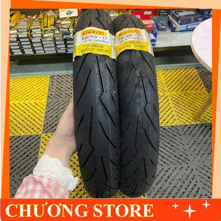 Vỏ lốp xe PIRELLI DIABLO ROSSO SPORT Size 70/80/90/100-17 cho xe số, 70/80/90-14 tay ga không ruột nhập Indonesia