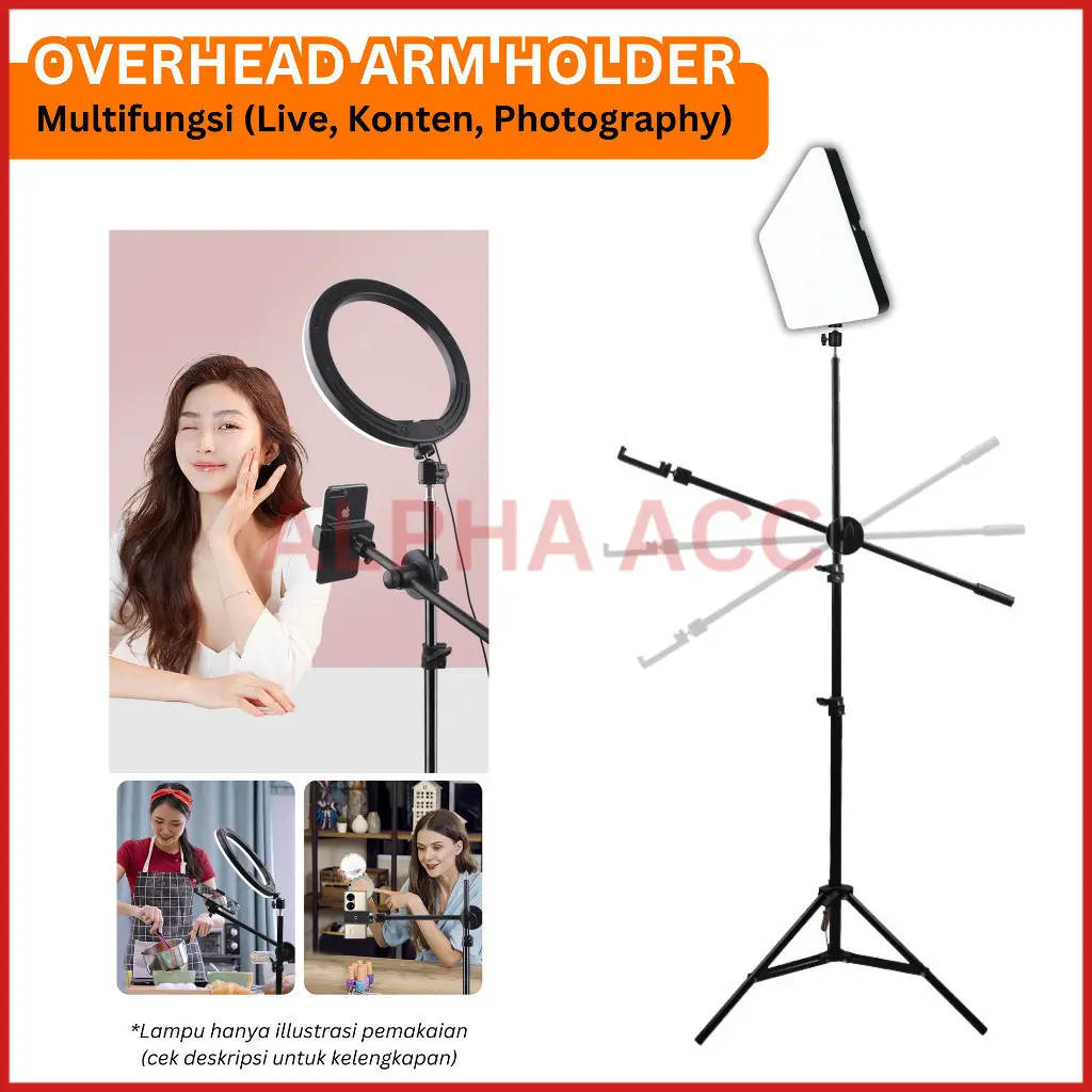 ZMP70 Overhead Tripod Armstand Phone Holder Stick Multifungsi Fotografi Kamera Live Streaming Konten Kreator Photo Studio ALPHA ACC