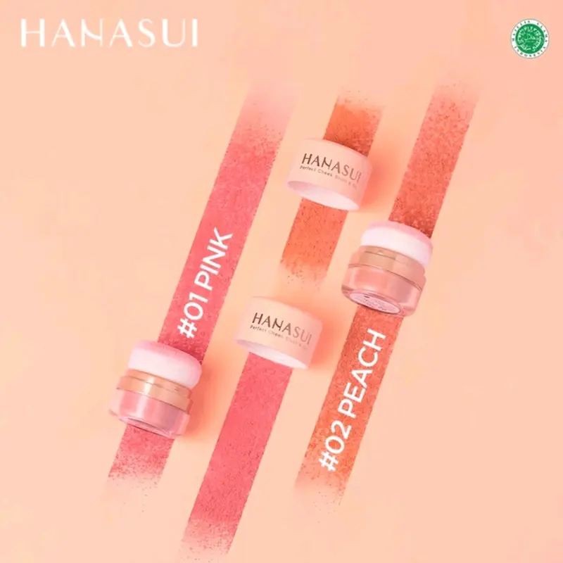 HANASUI PERFECT CHEEK BLUSH & GO POWDER 2.5 gr Bedak Perona Peach Wajah Pewarna  Lasting Compact Kering 4