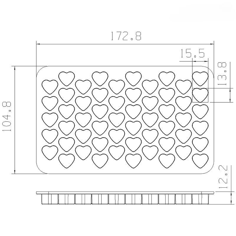 Khuôn Nướng Bánh, Khuôn Nến Chống Dính, Khuôn Kẹo Mềm Kẹo Mềm, 55 Ngăn, Làm Bằng Silicon, Cấp Thực Phẩm, Hình Trái Tim Nhỏ, Thích Hợp Để Làm Bánh 1