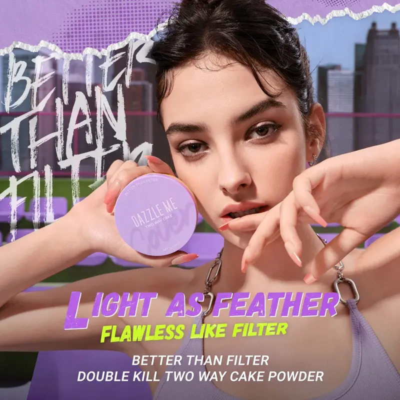 DAZZLE ME Better than Filter Double Kill Two Way Cake Powder | Long Wear Fast Oil Fix Silky Powder 2