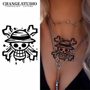 Monkey D. . Tatu Sementara, Tatu Logo Luffy, Tahan 15 Hari, Kalis Air, Tidak Takut Gesekan Pelekat tatu