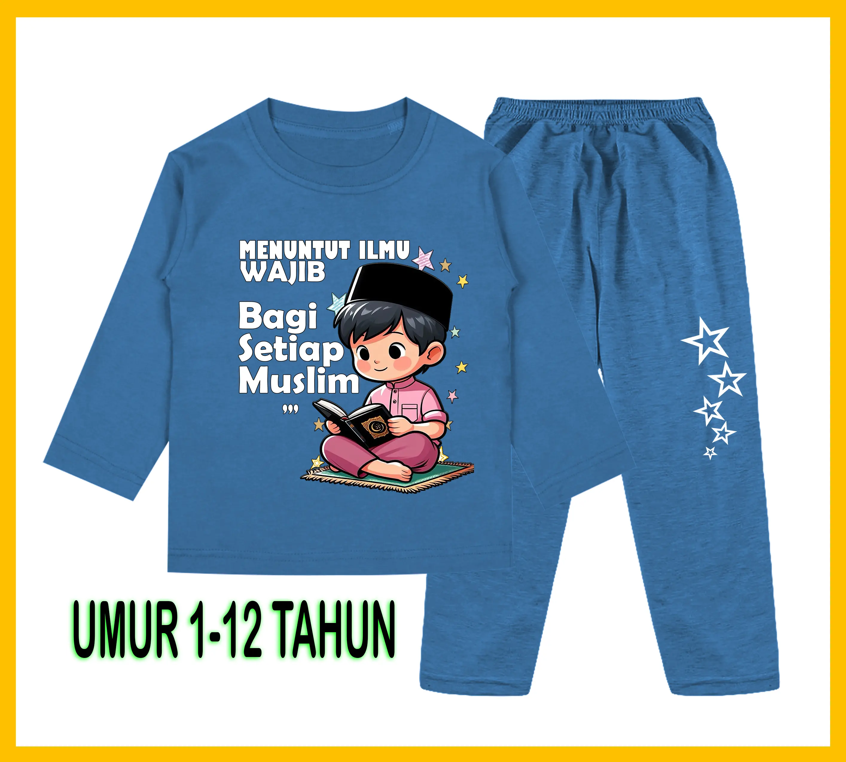 Setelan Baju Tidur Anak Gambar Muslim Anak Soleh Setelan Lengan Panjang - Baju Anak Fashion Celana