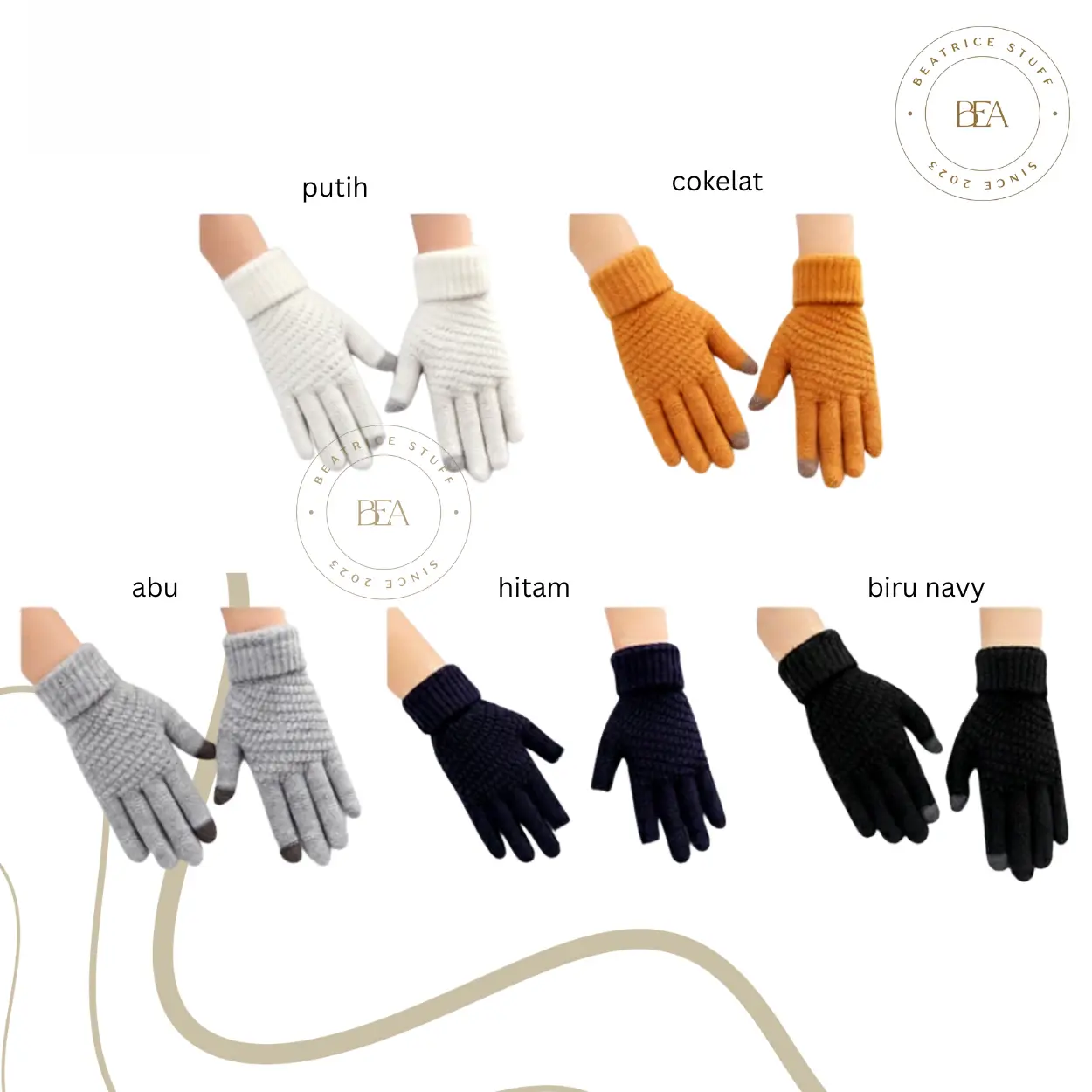 BEA - Sarung Tangan Motif Polos WARNA Premium / Kaus Tangan Pria Wol Pria Wanita Motor Musim Semi / Perlengkapan Motor - Kaus Tangan Musim Dingin - KC05