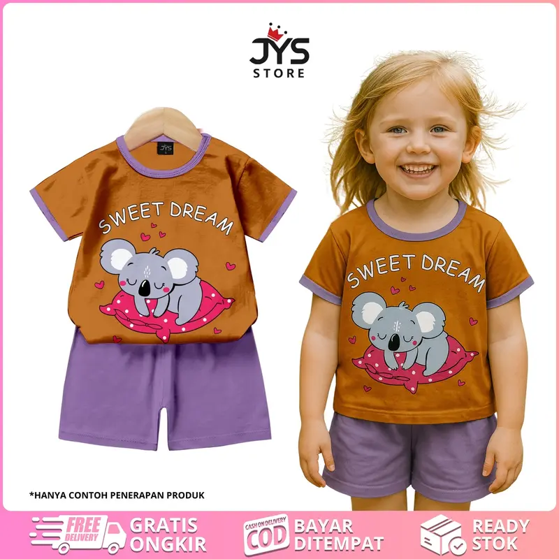 (Beli Lokal) JYS - PAKET HEMAT ISI 6 Setelan Anak Perempuan Kode 1 Bear Motif RANDOM Fashion 3