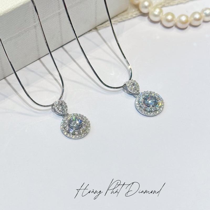 [Mẫu Mới Cao Cấp] Trang Sức Hoàng Phát Dây Chuyền Bạc Cao Cấp Mì Trơn Lớn 4T5 (45cm) Phối Mặt Halo Tròn Khoen Tấm X.o.à.n Nam Mỹ Xi Kim (P10)