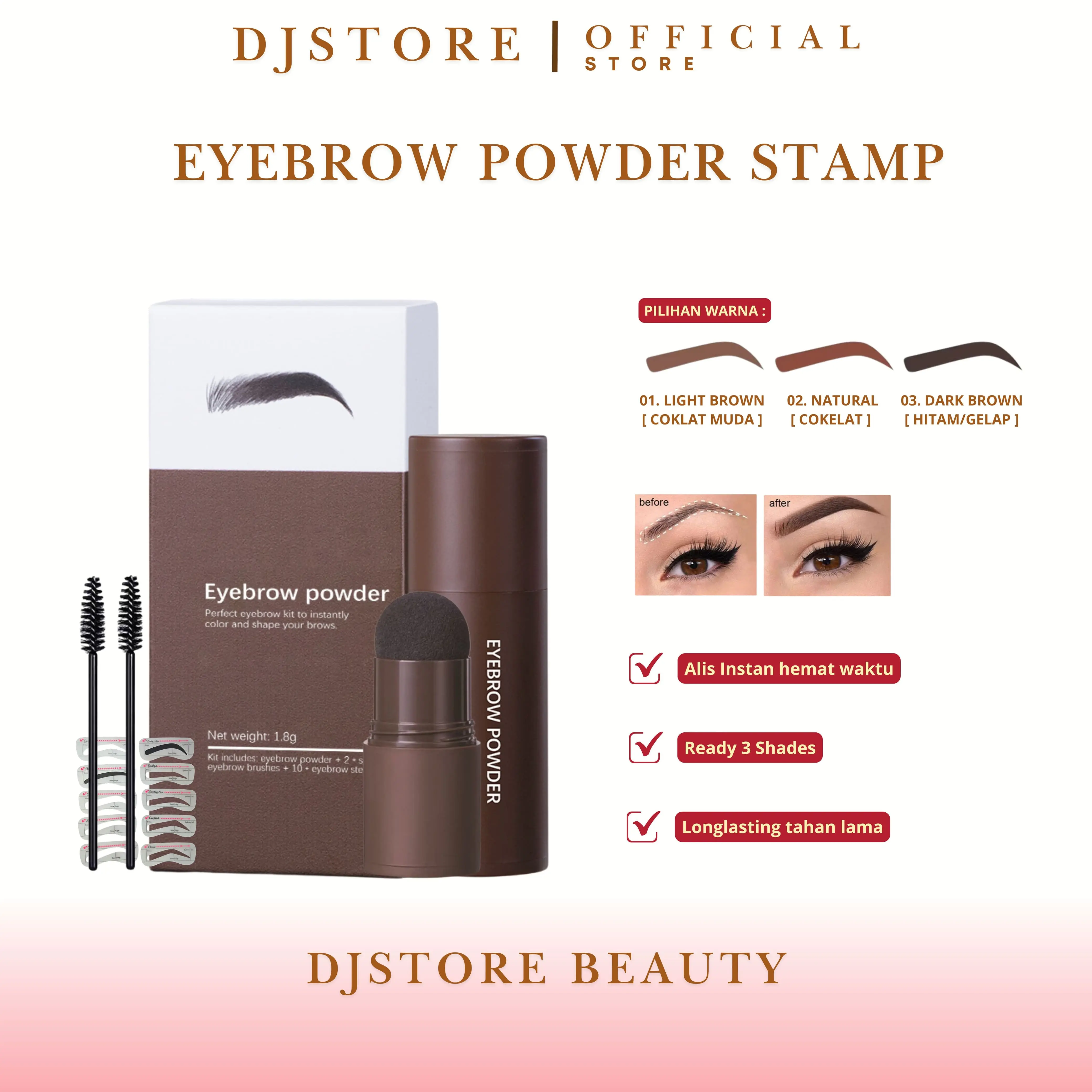 [ EYEBROW STAMP ] COD Eyebrow Powder Stamp 3 Shade Warna Cetak Alis Instan