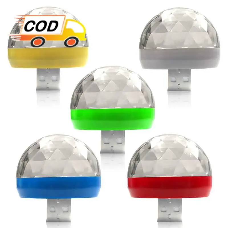 Lampu Disko Sensor Suara Mini LED RGB USB 4W Proyektor Unik Warna Warni Disco Pesta Club Party Kelap Kelip 6