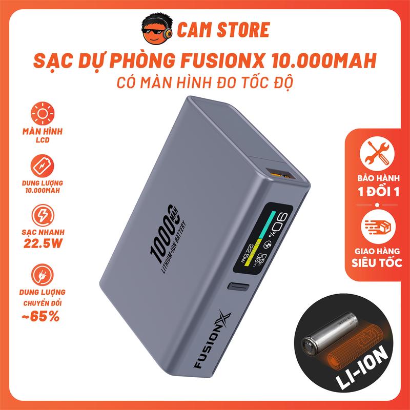 Sạc Dự Phòng 10.000mAh FX102 - Có Màn Hình TFT, Sạc Nhanh PD22.5W, Thiết Kế Siêu Nhỏ Gọn, Hàng Chính Hãng FusionX