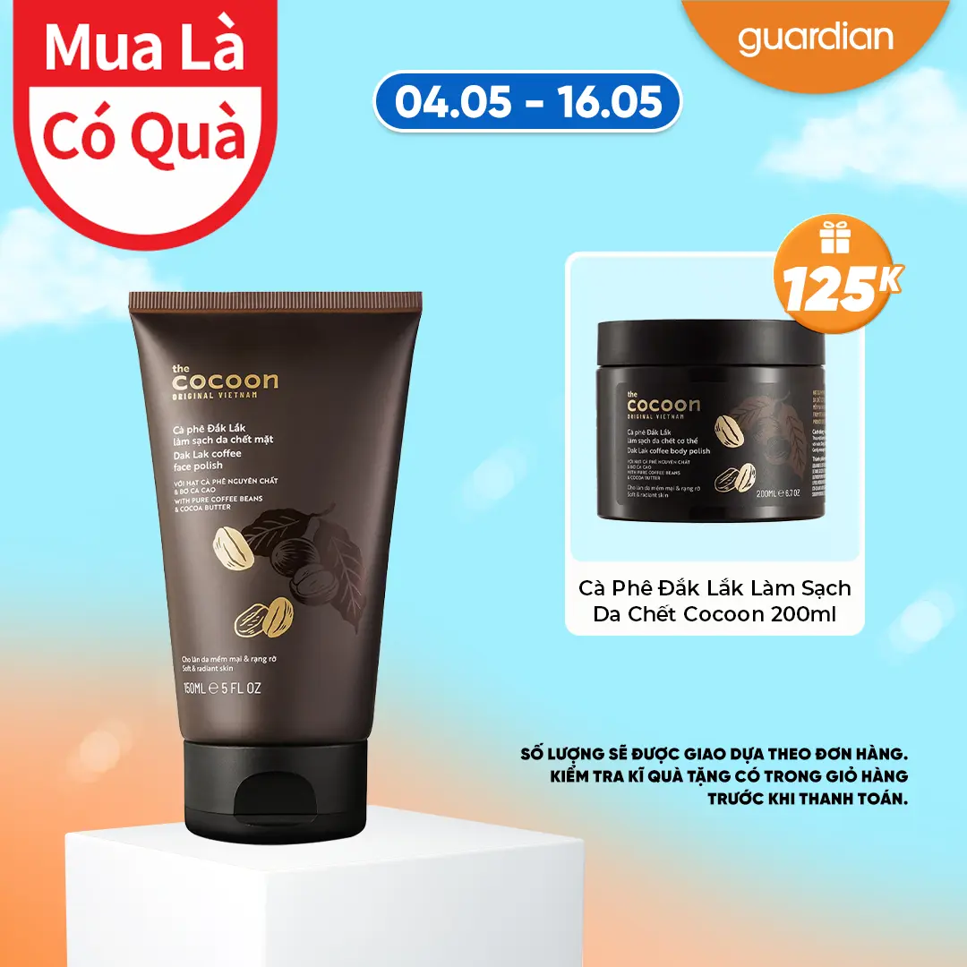 Tẩy Tế Bào Da Mặt Cocoon Dak Lak Coffee Làm Sạch Mềm Mại Với Hạt Cà Phê Và Bơ Ca Cao 150ml Skincare