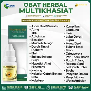 Propolis SM Herbal Multikhasiat untuk Diabetes Asam Lambung Tipes Sinusitis Anosmia Kutil Telinga kurang pendengaran Budek Pendengaran Sesak Nafas Asma TBC Wasir Ambeien Batuk Berdahak Meningitis Luka infeksi Kulit Cantengan lipoma benjolan nyeri