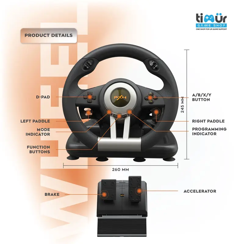 PXN V3 Pro Steering Wheel Racing Stir Setir PS3 PS4 PS5 PC Switch 1