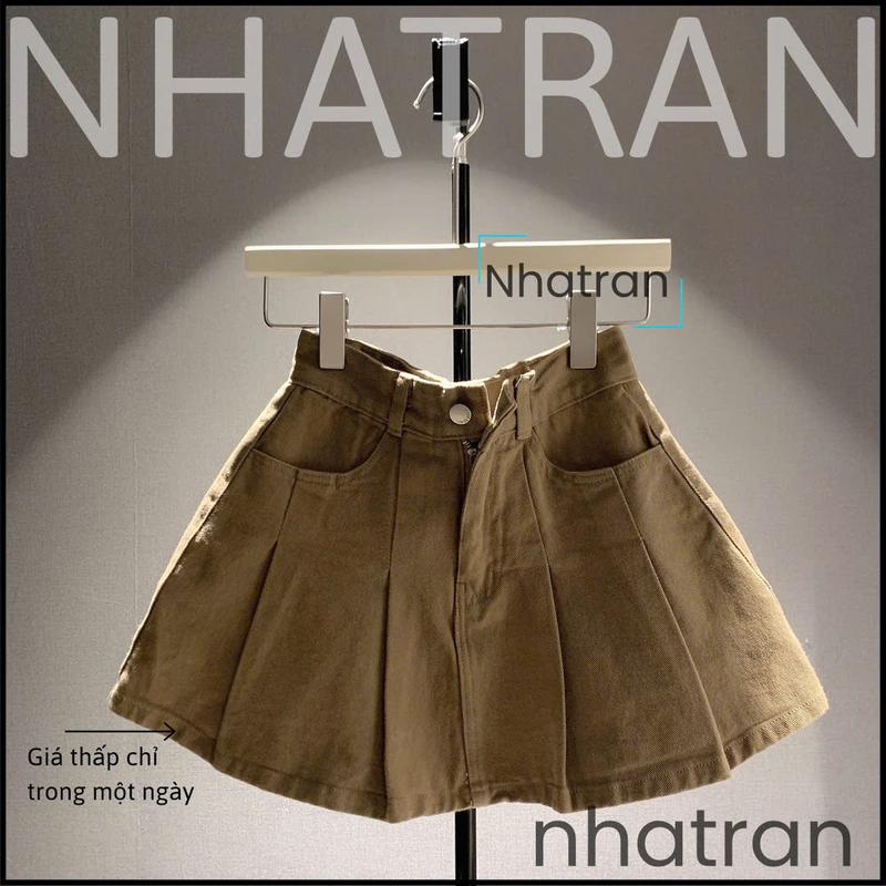  FROM 34cm - Chân váy jean nữ xếp chíp ly chất Denim Cotton Women có lót quần bảo hộ DD116 