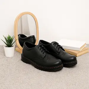 Sepatu Loafers Wanita Docmart Full Black Size Jumbo 40-41-42-43-44-45 Shoes Hitam