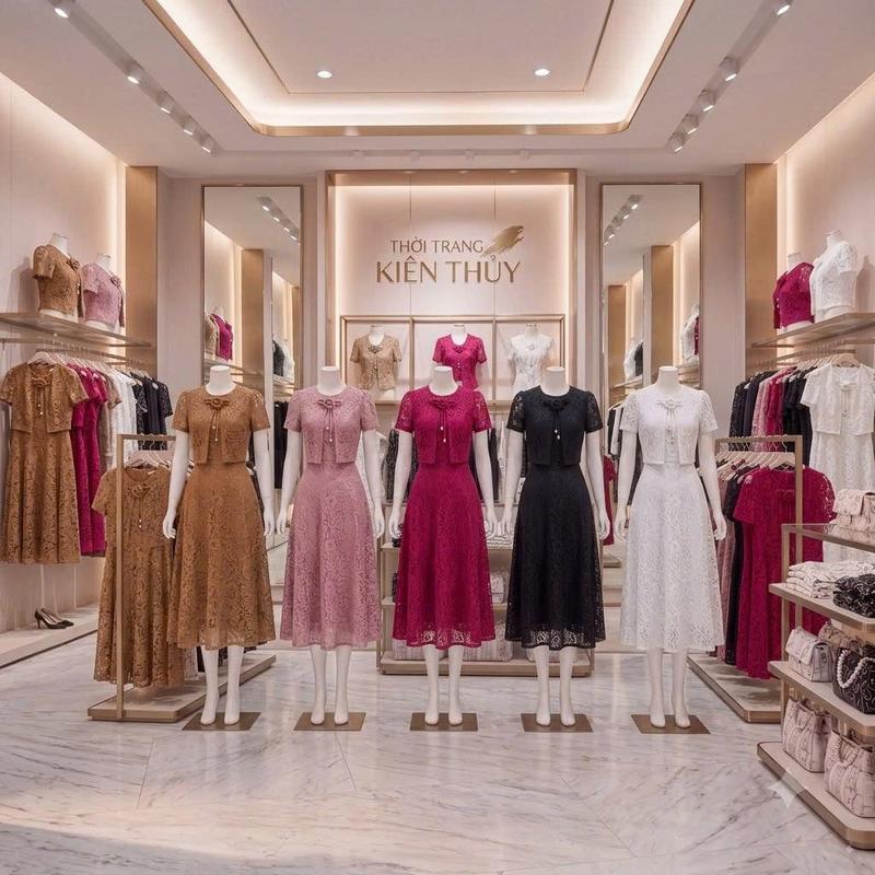Váy Ren Đính Hoa Nhẹ Nhàng  Che Khuyết Điểm -Thuỷ Xưởng May