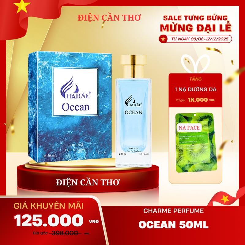 Nước hoa Nam Charme Ocean 50ml Tặng 1 Mask face, nước hoa charme perfume chính hãng