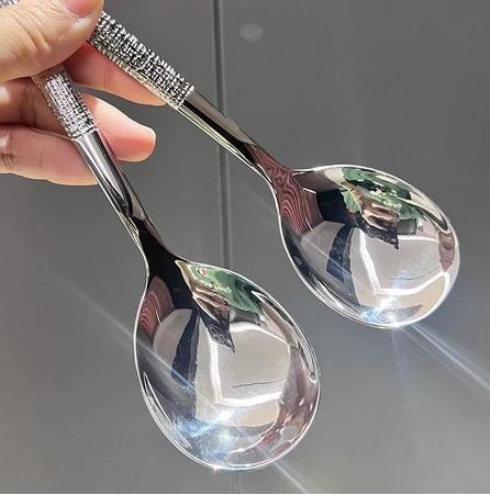 Combo 10 Thìa Inox Cán Dài Chống Gỉ Sáng Bóng Muỗng Inox Ăn Súp Đầu Tròn Thiết Kế Sang Trọng Hiện Đại Muỗng Ăn Cơm Phong Cách Hàn Quốc