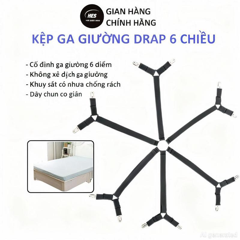 Kẹp ga giường drap 6 chiều chắc chắn chống xê dịch cố định và giữ phẳng
