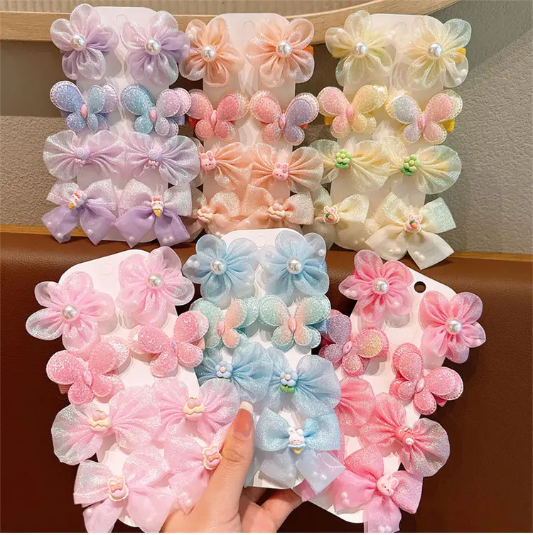 BeeChic.Kids Jepitan Bunga Rambut Anak Perempuan Hairpins Princess Super Fairy Yarn Flower Clip 0