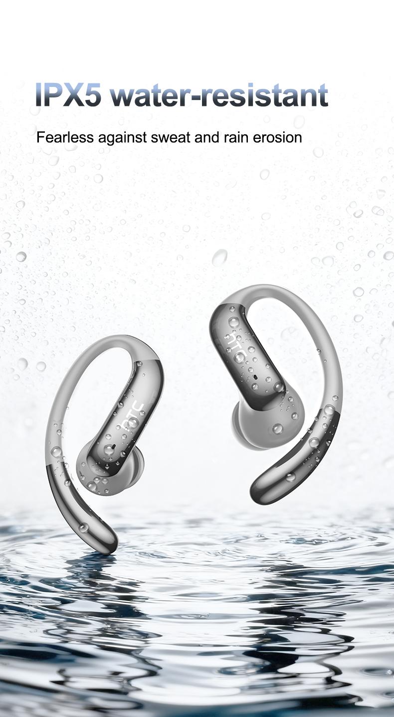 HTC NE63 OWS AI Headset Bluetooth 6.0 Sport Earbuds Layar LED TWS Noise Reduction HiFi Bass Stereo Wireless Gaming Headset dengan AI dan Noise Reduction