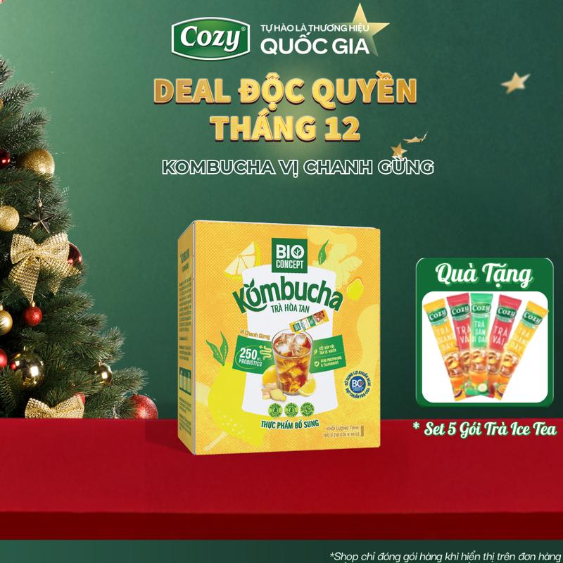   Kol   Trà Kombucha Vị Chanh Gừng BIO CONCEPT – Thức Uống Lên Men Giải Khát Mùa Hè Cozy  10 gói * 10g  