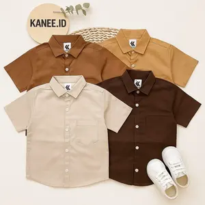 KANEÉ.ID Kemeja Polos Anak Sigaret Lengan Pendek Usia 3-10 Tahun Bahan Katun Sigaret Premium Nyaman Adem Fashion Kids Size M L XL XXL