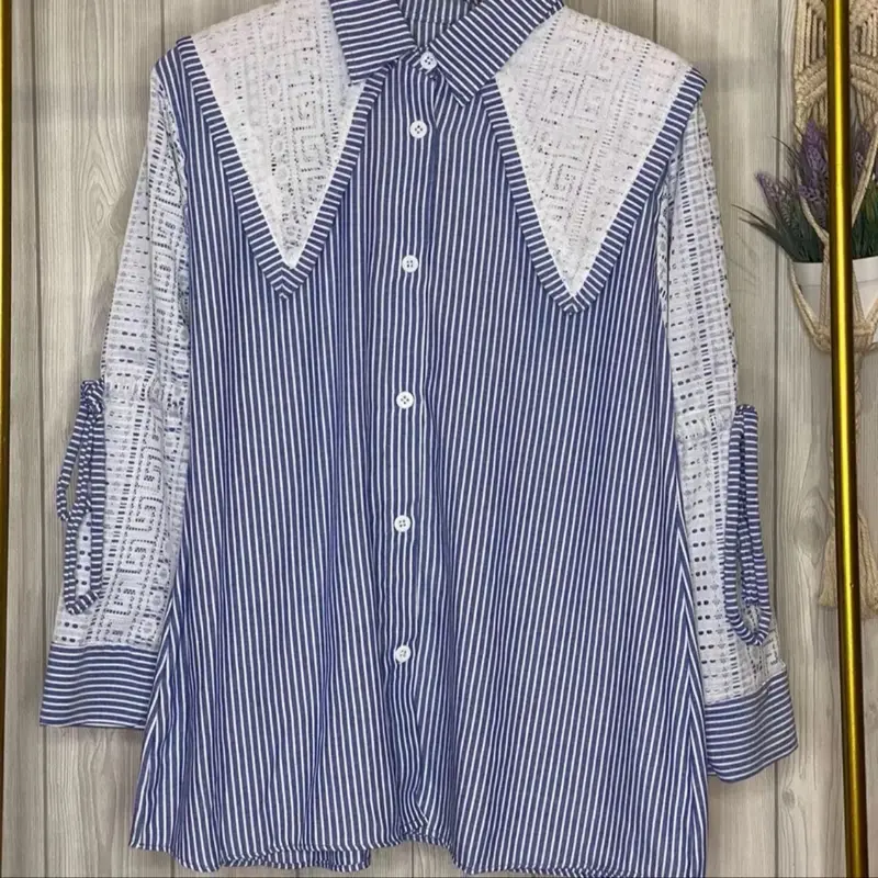 Baju Atasan Wanita Mewah Model Rompi Salur Mix Brukat dengan Katun Berkualitas 1