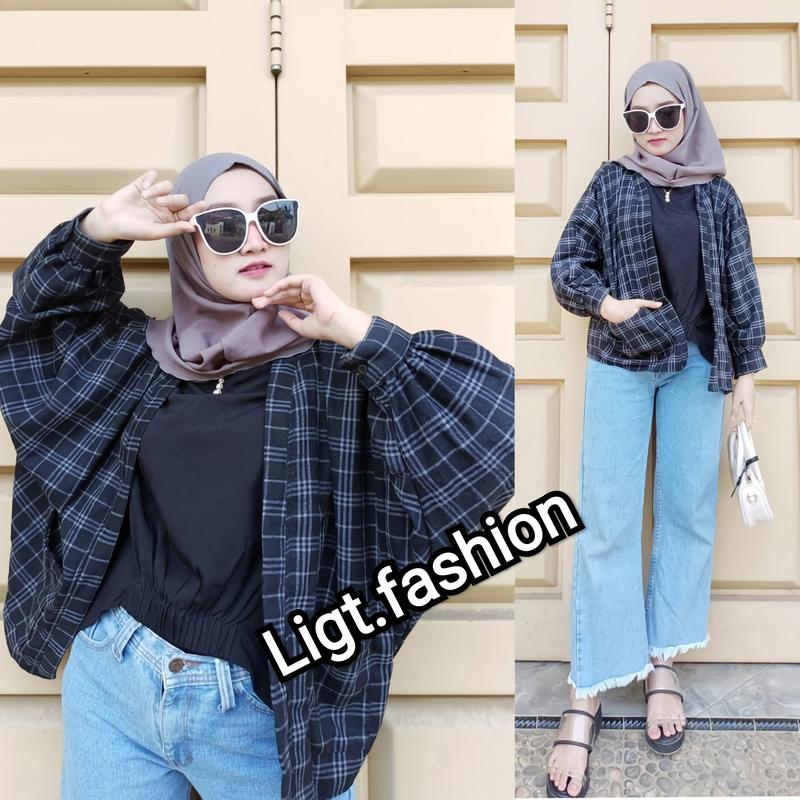 Outer Balon Flanel Outer Ballon Grid Oversize Cardigan 1