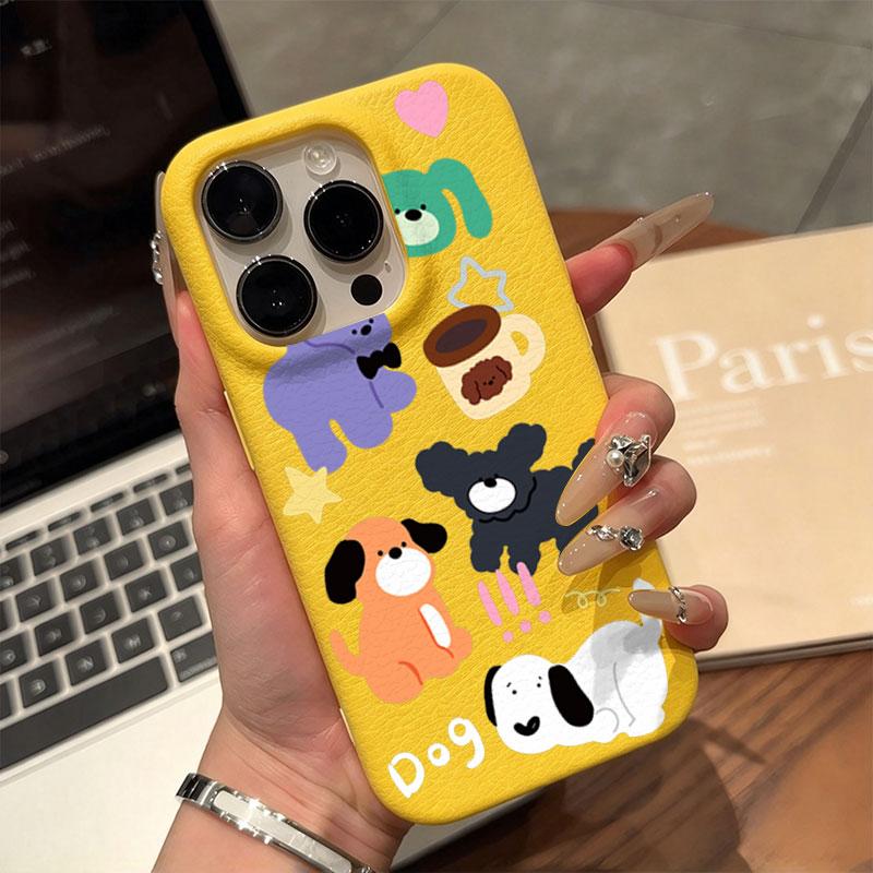 ins ốp lưng chống sốc da dog graffiti dopamine vân da bò cảm giác thoải mái phù hợp cho iPhone18/17/16/15/14/13/12/11 Pro Max X XR XS 7 8 Plus