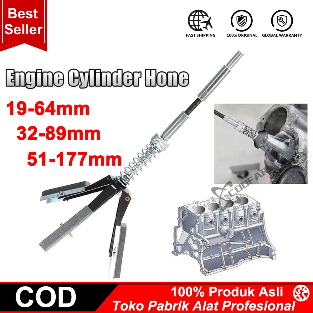 Alat Hon Silinder Piston Rem yang Dapat Disesuaikan dengan 3 Rahang Batu Rentang: 19-64mm 32-89mm 51-177mm 3 Rahang Poles Silinder