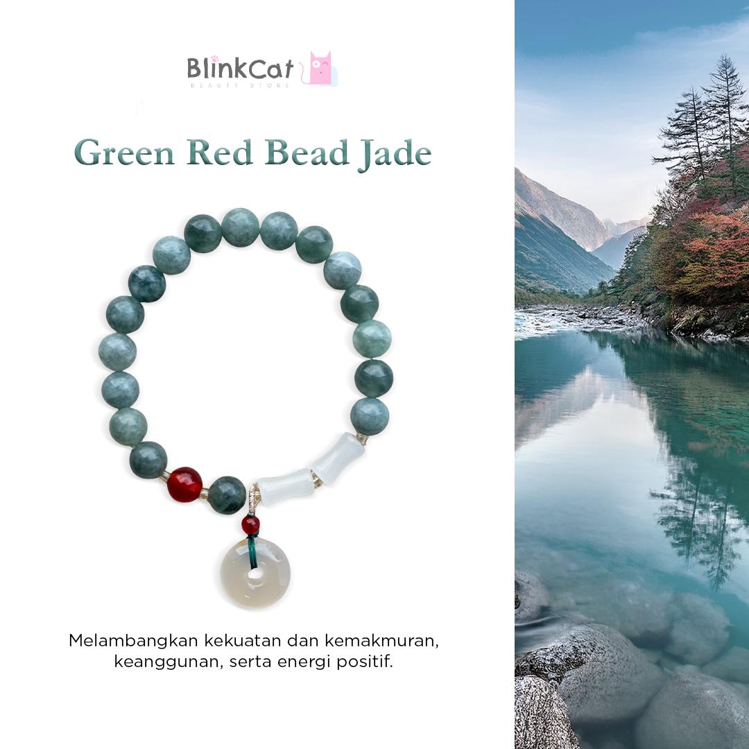 BlinkCat - Gelang Giok Alami: Green Red Bead Jade | Natural Jade Bracelet BlinkCat - Gelang Giok Alami: Green Red Bead Jade | Natural Jade Bracelet
