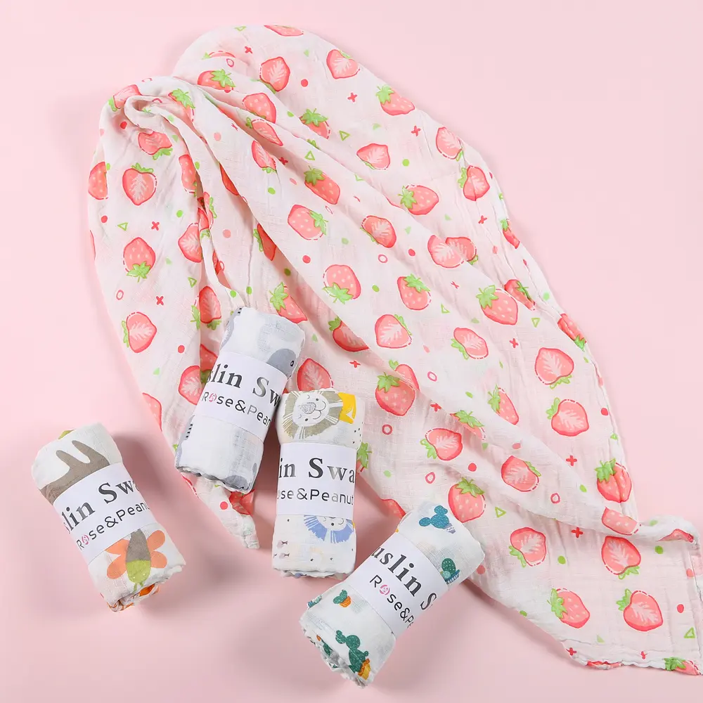 Baby swaddle newborn napkin swaddle lampin blanket bedung bayi cotton infant muslin swaddle kids children selimut Kapas Toddler