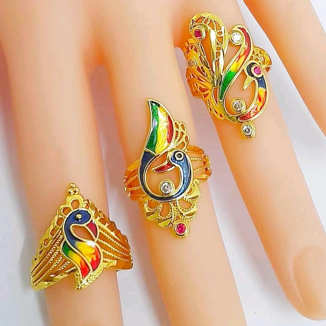 Colorful Peacock Beauty 24K Gold Plated Fashion Ring